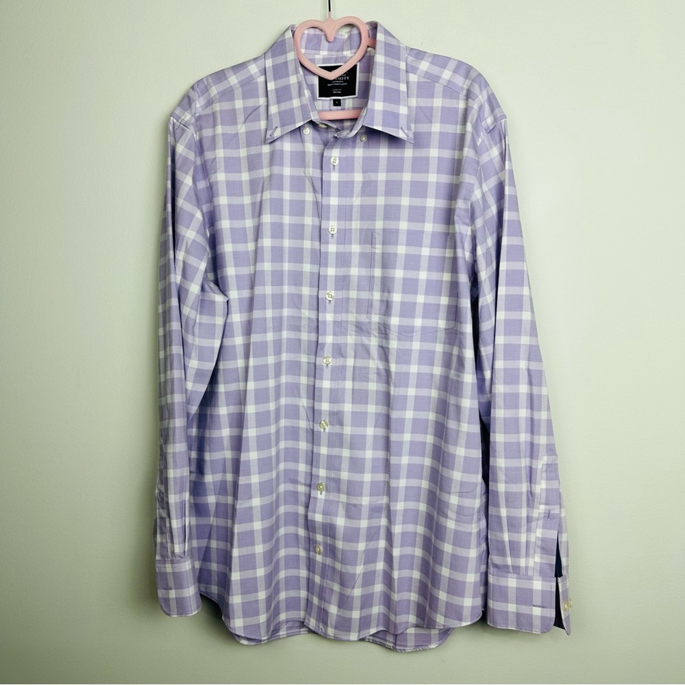 Charles Tyrwhitt Lavender Checkered Long Sleeve Button Down Shirt Size Large